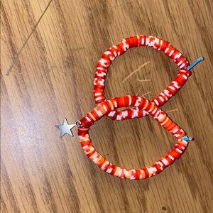 Red and White Beaded Jewelry with Star Charm